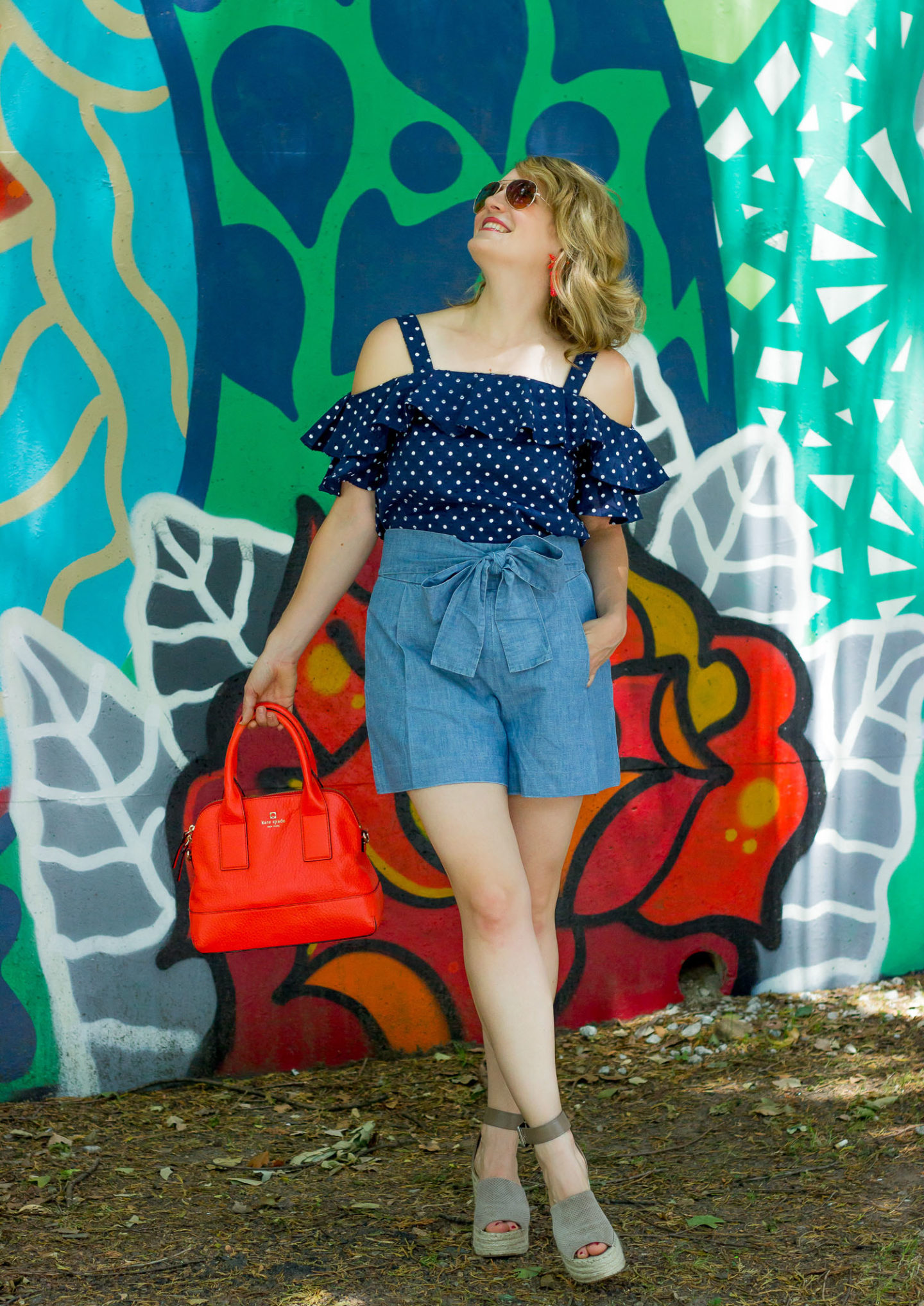 J.Crew bow shorts and ruffle top on Belle Meets World blog